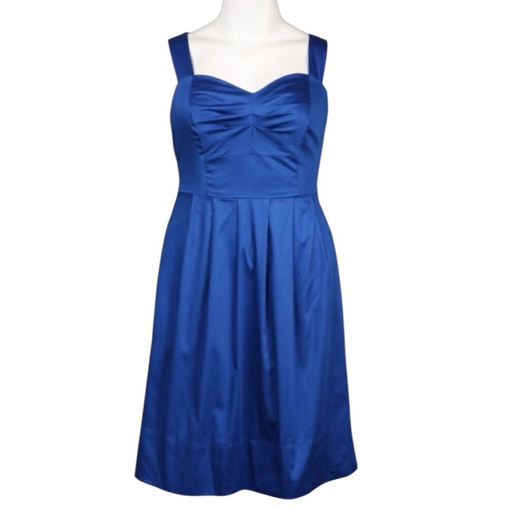 Donna Ricco Blue Sweetheart Neckline Sheath Pockets Short Cotton  Dress Sz‎ 20W